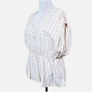 Lane Bryant Size 18/20 Plus Textured Peplum Blouse Dolman Sleeve White